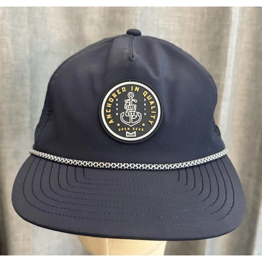 Melin Coronado Hydro Hat Anchored In Quality Navy Blue Open Sea Adjust Snapback - Picture 16 of 16